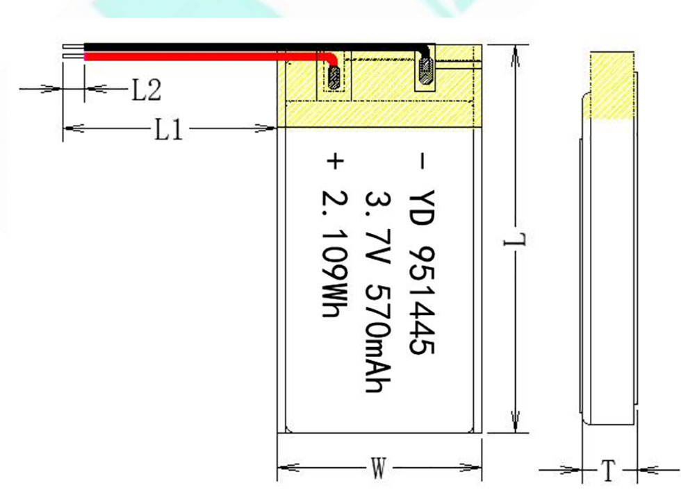 3.7V 570mAh 951445 Lithium Polymer Lipo Battery for Mini Recorders