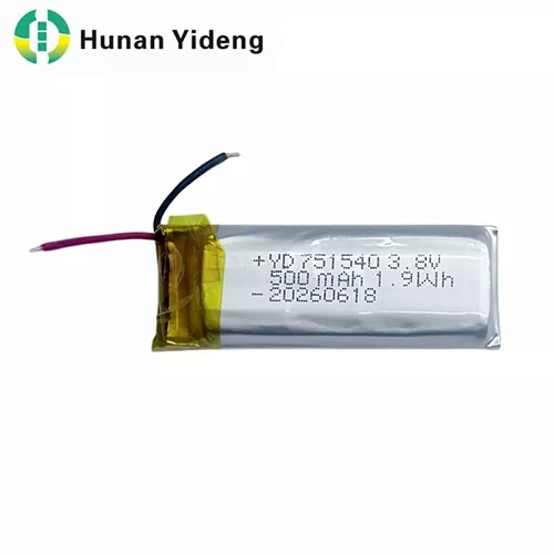 3.7V 500mAh 751540 Lithium Polymer Battery for Wearable Medical Devices